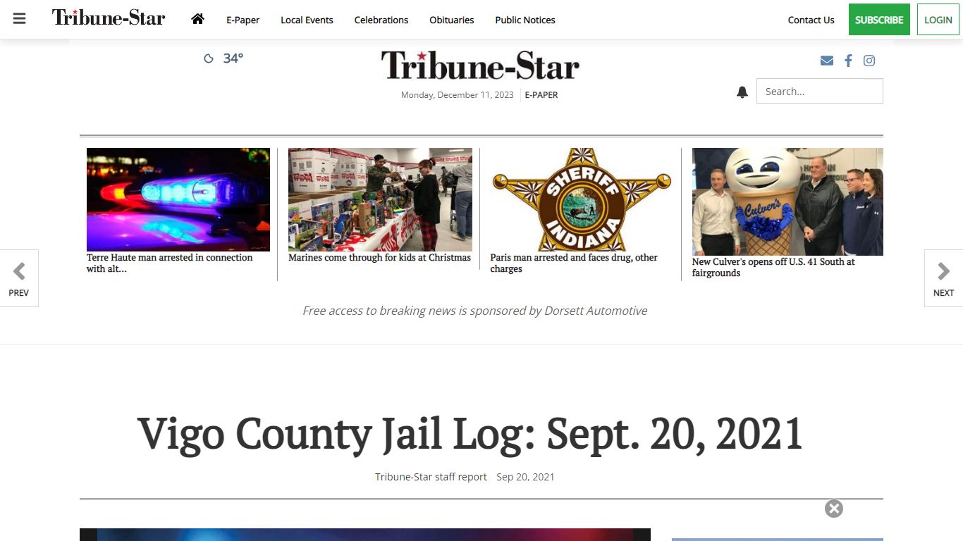 Vigo County Jail Log: Sept. 20, 2021 | Arrest Reports | tribstar.com